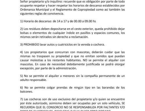 Recuerde respetar las Normas de Convivencia