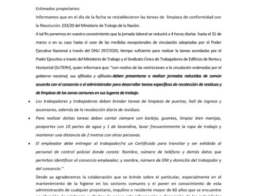 Restablecimiento servicio de limpieza