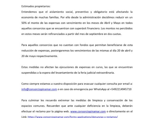 Reducción del 50% en el monto de las expensas